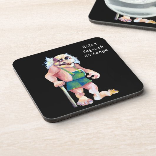 Mythologische Skandinavier Funny Ogre Troll Getränkeuntersetzer (Linke Seite)