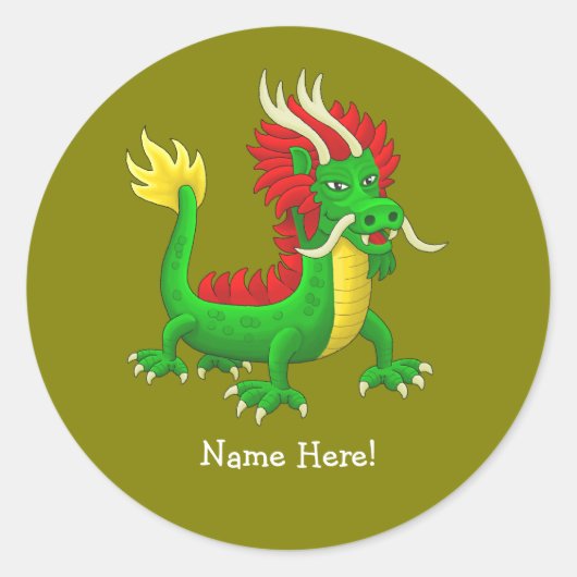 Mythologischer chinesischer Drache Runder Aufkleber (Vorderseite)