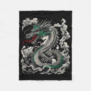 Mythologisches Drachen Tattoo-Design mit Schwarz Fleecedecke