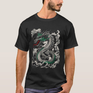 Mythologisches Drachen Tattoo-Design mit Schwarz T-Shirt
