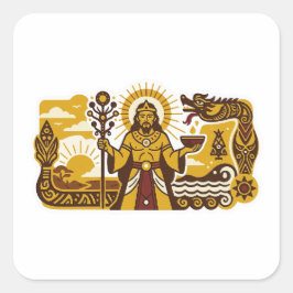 Mythology Batak (Mulajadi na Bolon) Quadratischer Aufkleber