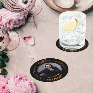 Mythos Foto Black Gold Geburtstagsparty Runder Pappuntersetzer