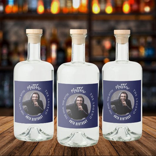 Mythos Foto-Blauer Geburtstagsparty Alkoholflaschenetikett