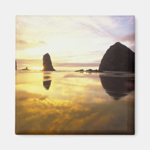 N.A., USA, Oregon, Cannon Beach Sonnenuntergang mi Magnet