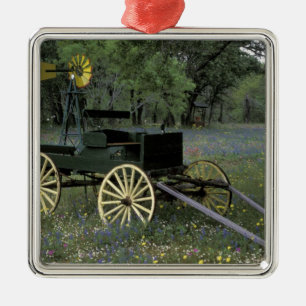 N.A., USA, Texas, Devine, Alter Wagen und Silbernes Ornament