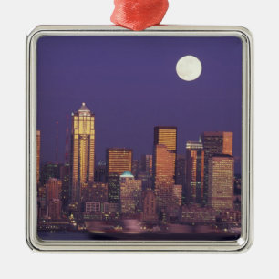 N.A., USA, Washington, Seattle Skyline von Seattle Silbernes Ornament