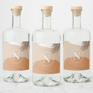 N - Anfangsbuchstabe N Abstraktes Design Alkoholflaschenetikett