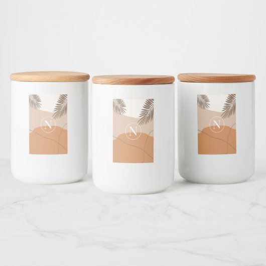 N - Anfangsbuchstabe N Abstraktes Design Lebensmitteletikett (Flaschen)