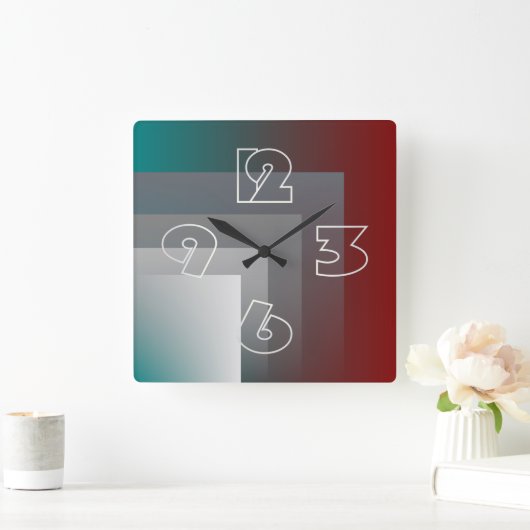 N - aquamariner grauer Burgunder Quadratische Wanduhr (Zuhause)