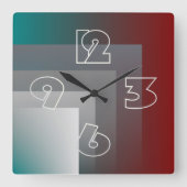 N - aquamariner grauer Burgunder Quadratische Wanduhr (Vorderseite)