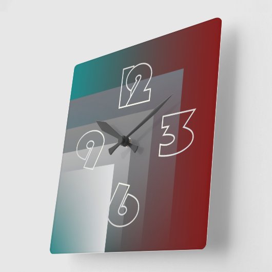 N - aquamariner grauer Burgunder Quadratische Wanduhr (Winkel)