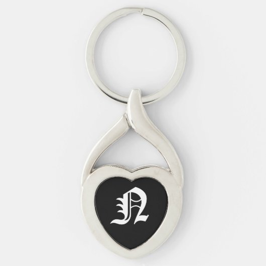 "N" Black Heart Keychain Schlüsselanhänger (Vorderseite)