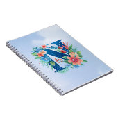 N blaues Monogramm mit Blume Notizblock (Rechte Seite)