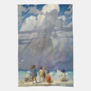 N.C. Wyeth Der Riese 1923 Vintage-Illustration Geschirrtuch