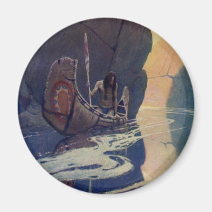 N. C. Wyeth Illustration eines Indianer-Kanus-Padd Magnet
