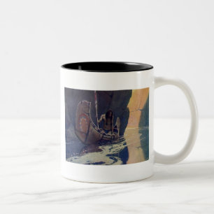 N. C. Wyeth Indianisches Kanu Paddel Illustration  Zweifarbige Tasse