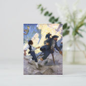 N C. Wyeth Long John Silver und sein Parrot Poster Postkarte (Stehend Vorderseite)