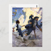 N C. Wyeth Long John Silver und sein Parrot Poster Postkarte (Vorne/Hinten)