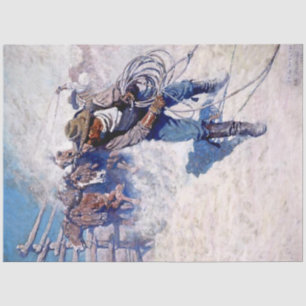N C Wyeth Western-Gemälde „Roping Wild Horses“ Seidenpapier