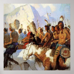 N C Wyeth Western-Gemälde „The War Party“ Poster