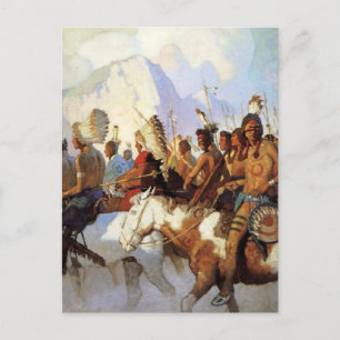 N C Wyeth Western-Gemälde „The War Party“ Postkarte