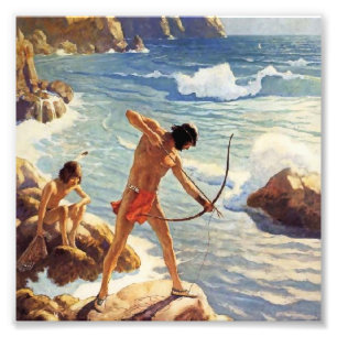 N C Wyeth Western Malerei "First Maine Fishermen" Fotodruck