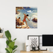 N C Wyeth Western Malerei "First Maine Fishermen" Poster (Heimbüro)