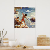 N C Wyeth Western Malerei "First Maine Fishermen" Poster (Küche)