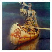 N C Wyeth Western Malerei "The Moose Call" Fliese (Vorderseite)