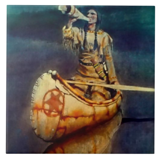 N C Wyeth Western Malerei "The Moose Call" Fliese (Vorderseite)