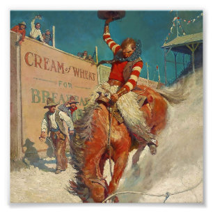 N C Wyeth Western Malerei "The Rodeo" Fotodruck