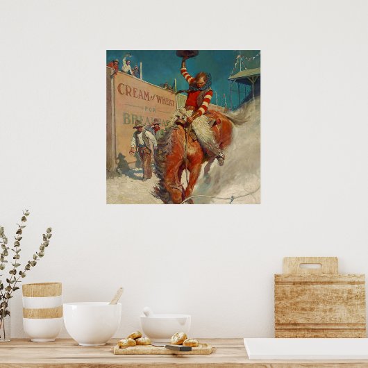 N C Wyeth Western Malerei "The Rodeo" Poster (Küche)