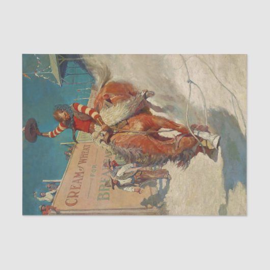 N C. Wyeth Western Malerei "The Rodeo" Seidenpapier (Vorderseite)