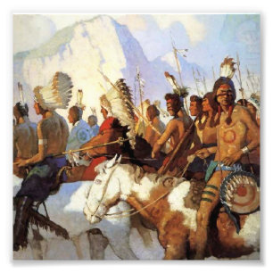 N C Wyeth Western Malerei "The War Party" Fotodruck