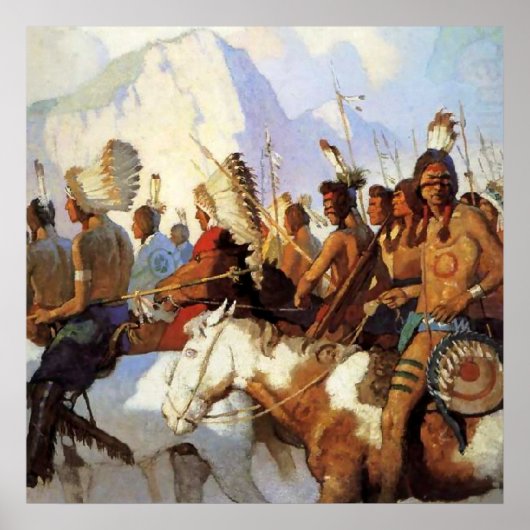 N C Wyeth Western Malerei "The War Party" Poster (Vorne)