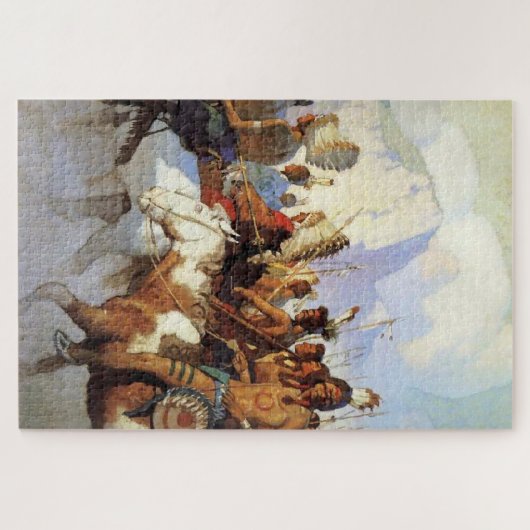 N C Wyeth Western Malerei "The War Party" Puzzle (Horizontal)