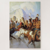 N C Wyeth Western Malerei "The War Party" Puzzle (Vertikal)