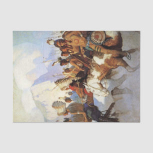 N C. Wyeth Western Malerei "The War Party" Seidenpapier