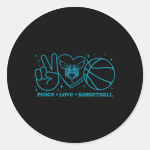 N Charlotte Hornets Peace Love Sketll Runder Aufkleber