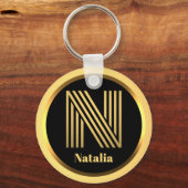 N Gold Mit Monogramm Letter Personalisiert Schlüss Schlüsselanhänger (Vorderseite)