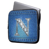N Imitate "Diamond" Denim Stitching Electronics Ba Laptopschutzhülle (Vorderseite Links)