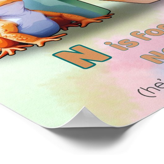 N is for Newt – Animal Letter Wall Art Poster (Ecke)