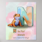 N is for Newt – Animal Letter Wall Art Poster (Vorne)