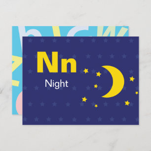N ist für Nacht - Alphabet Flash Card Postkarte