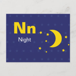N ist für Nacht - Alphabet Flash Card Postkarte