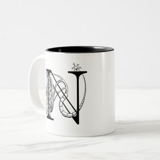 N ist für Neuromuskuläre Funktion (Tasse) Zweifarbige Tasse (Vorderseite Links)