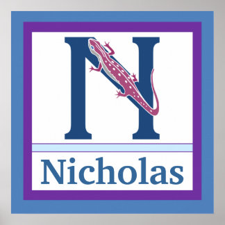 N ist für Newt und Boy Name Wall Art für Kinder Poster