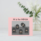 "N" ist für Ninja Alphabet Flashcard Postkarte (Stehend Vorderseite)