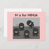 "N" ist für Ninja Alphabet Flashcard Postkarte (Vorne/Hinten)