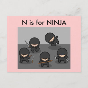 "N" ist für Ninja Alphabet Flashcard Postkarte